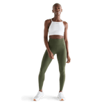Women's Dark Army High-Rise Matte Tight 28" Front Full Body Angle