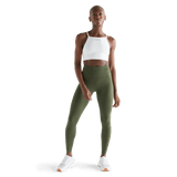 Women's Dark Army High-Rise Matte Tight 28" Front Full Body Angle