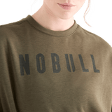 Women's Army Green NOBULL Crew Sweatshirt Collar Angle