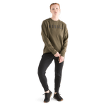Women's Army Green NOBULL Crew Sweatshirt Front Full Body Angle