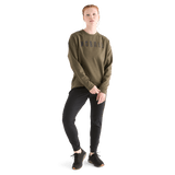 Women's Army Green NOBULL Crew Sweatshirt Front Full Body Angle