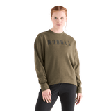 Women's Army Green NOBULL Crew Sweatshirt Front Angle