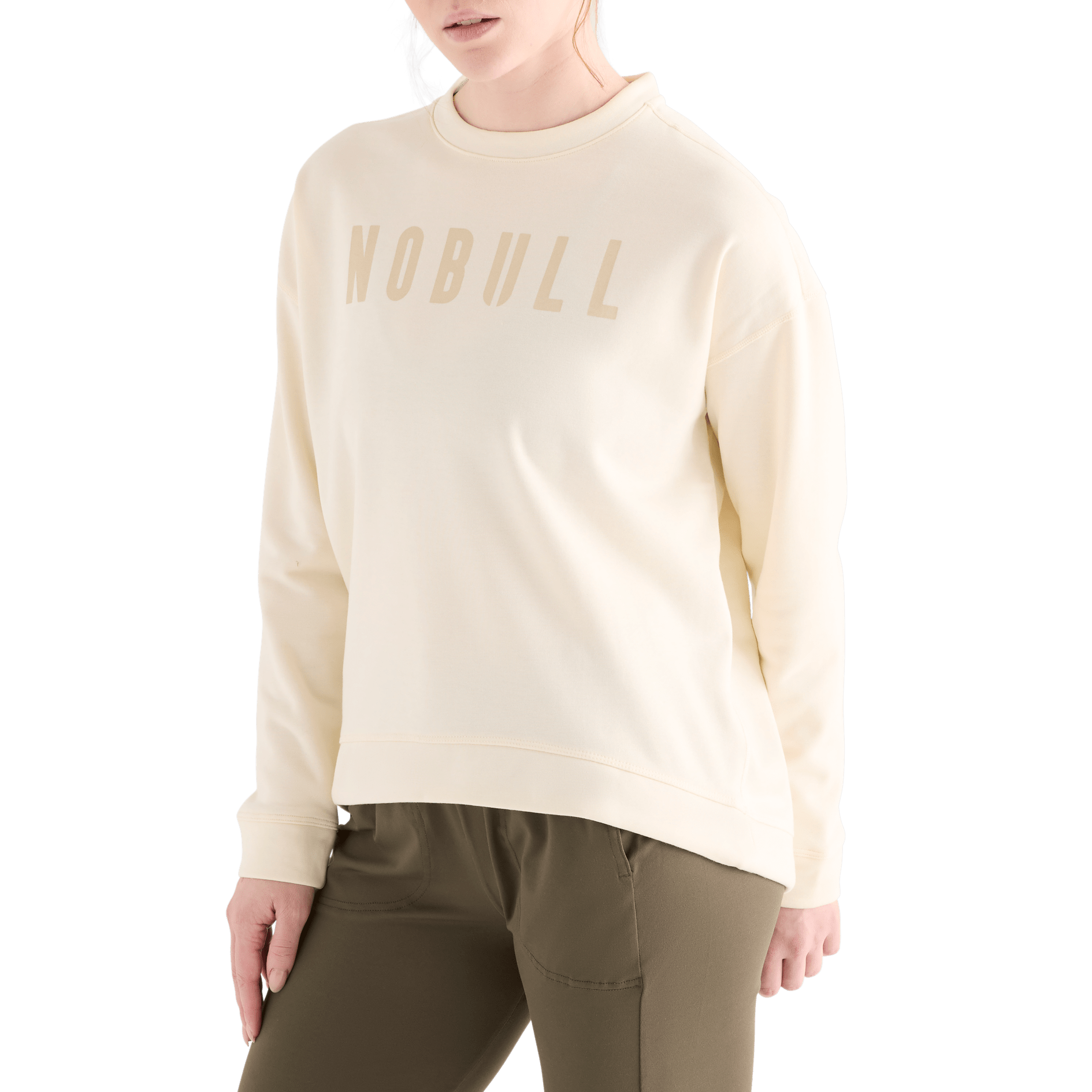 Women's Ivory NOBULL Crew Sweatshirt Front Angle