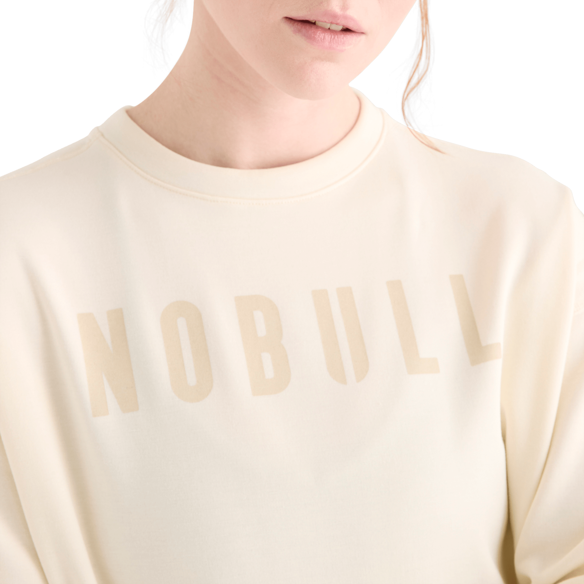 Women's Ivory NOBULL Crew Sweatshirt Collar Angle