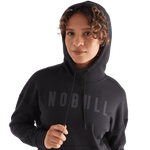 Women's Black NOBULL Hoodie Front Hood Up Angle