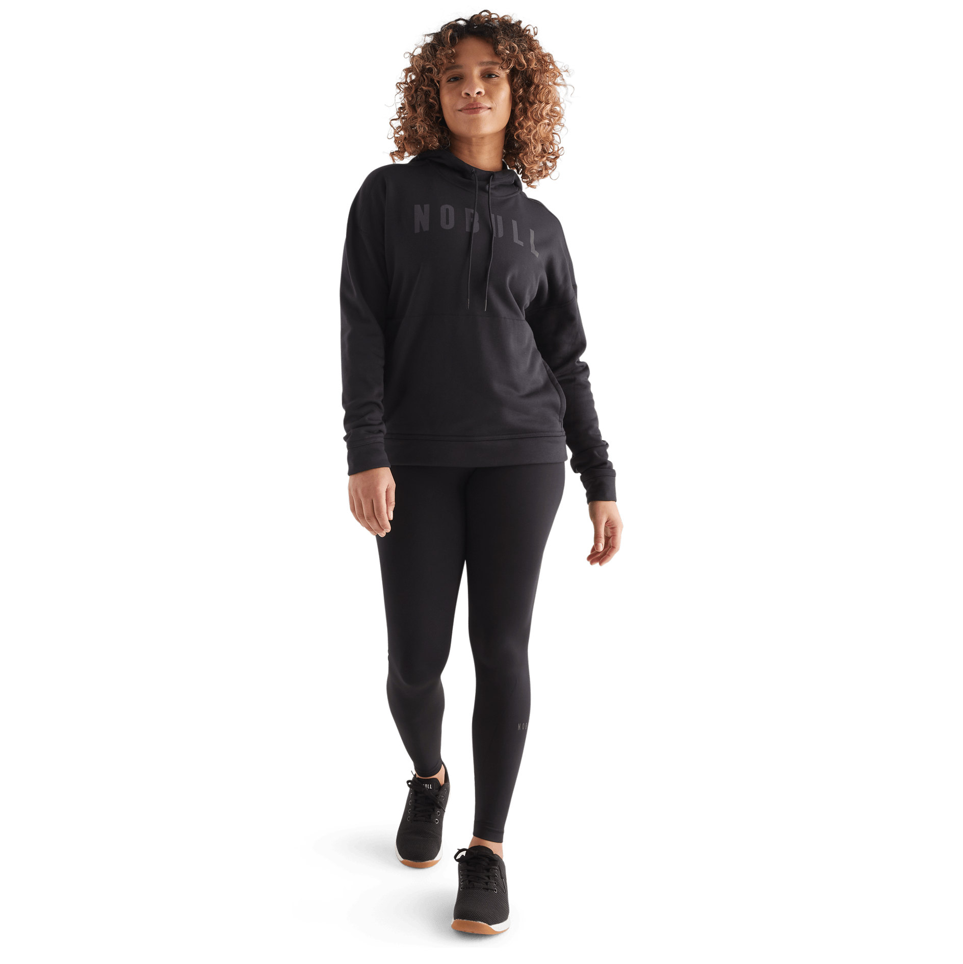 Women's Black NOBULL Hoodie Front Full Body Angle