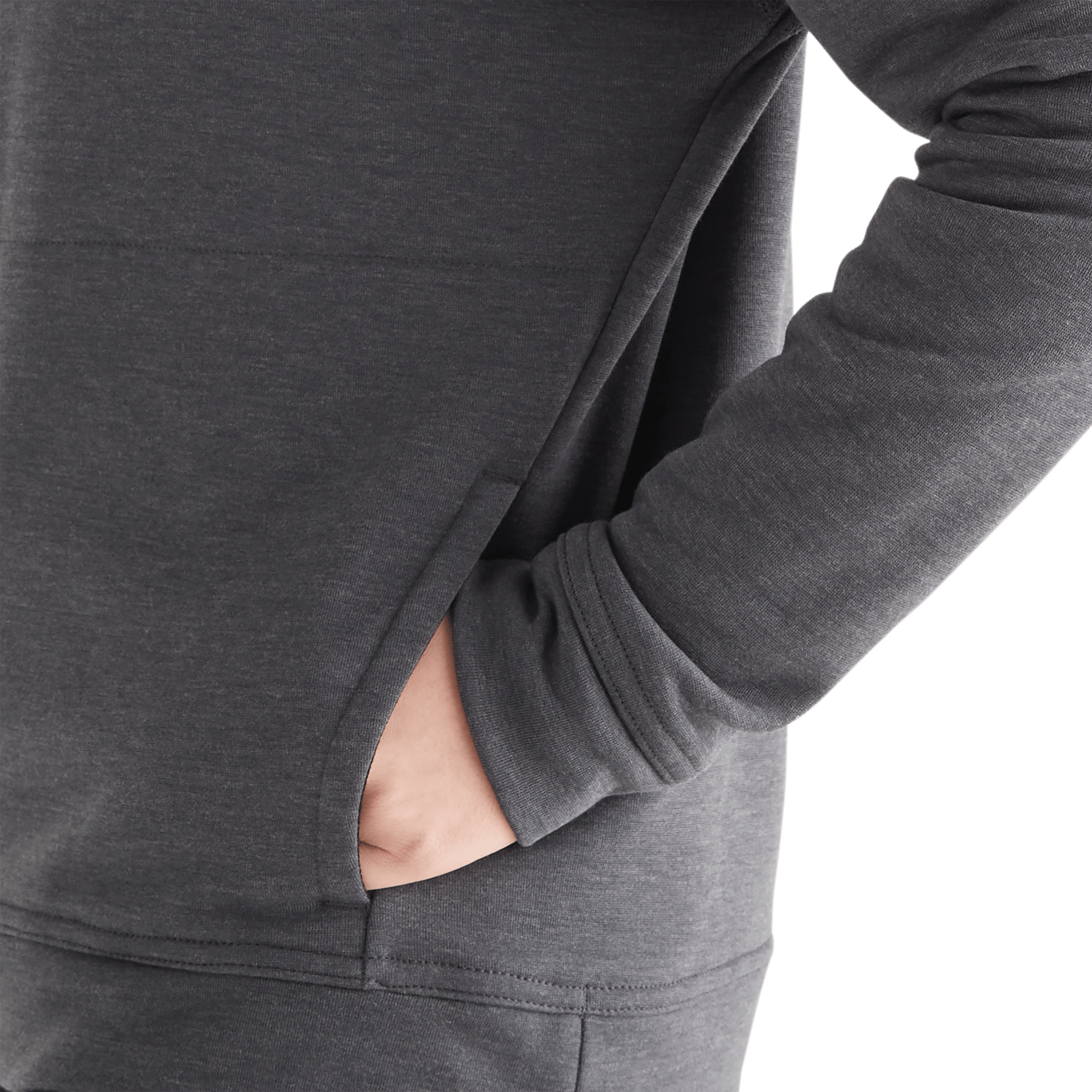 Women's Charcoal NOBULL Hoodie Front Pocket Angle