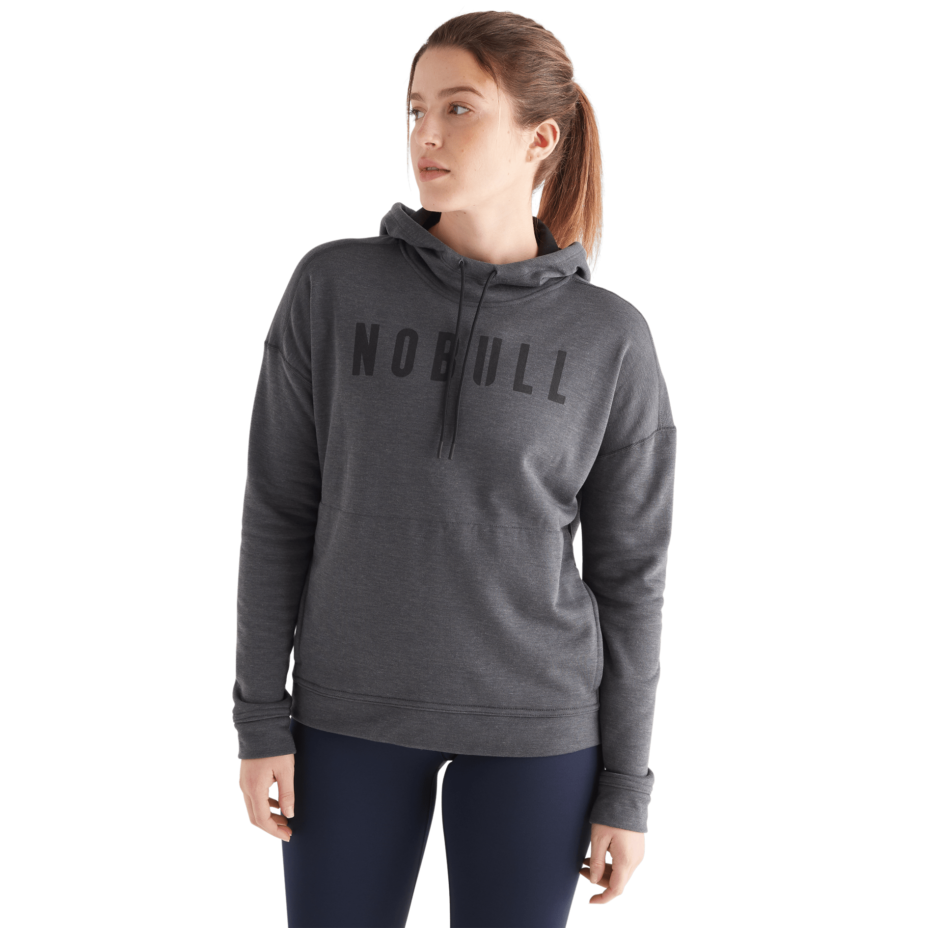 Women's Charcoal NOBULL Hoodie Front Angle