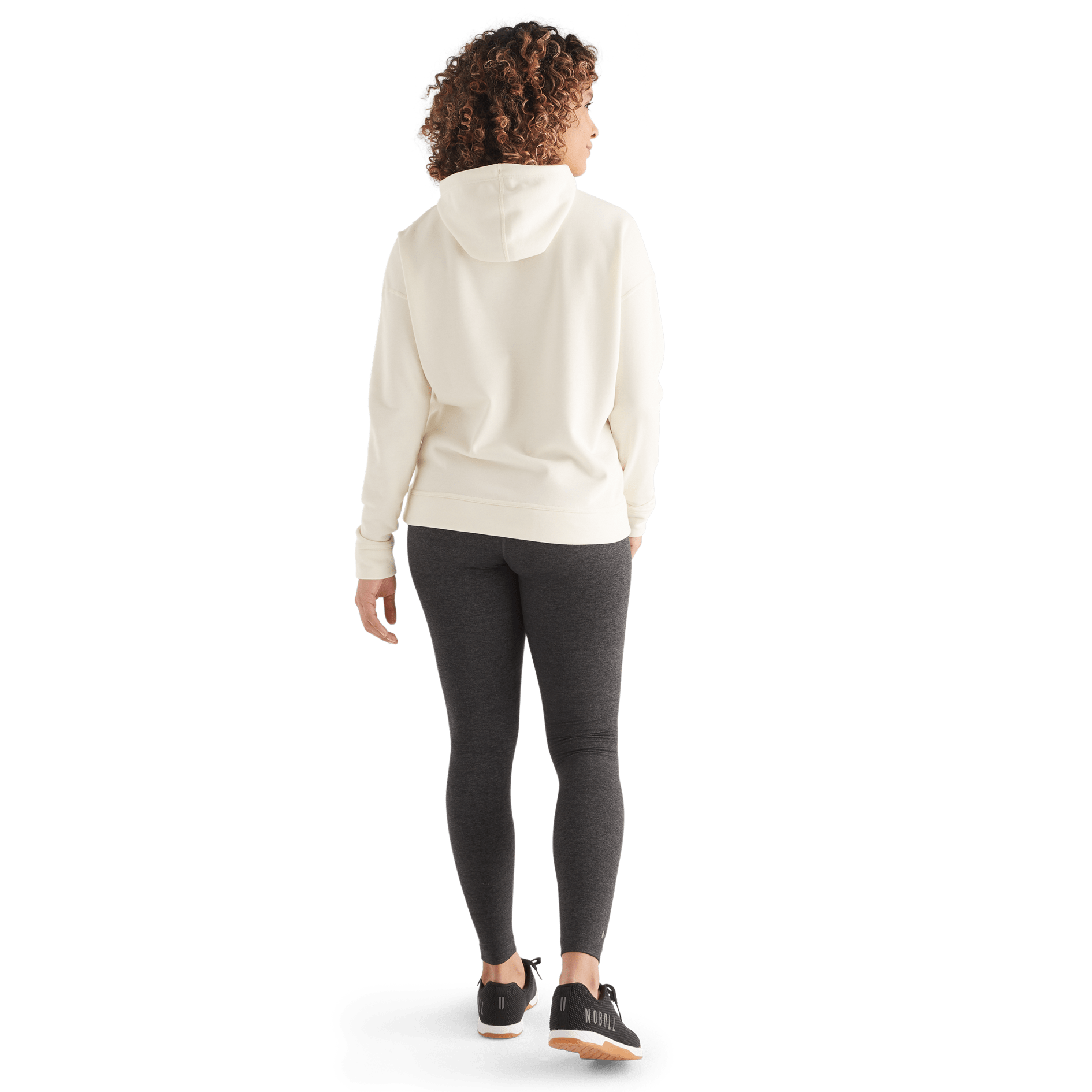 Women's Ivory NOBULL Hoodie Back Full Body Angle