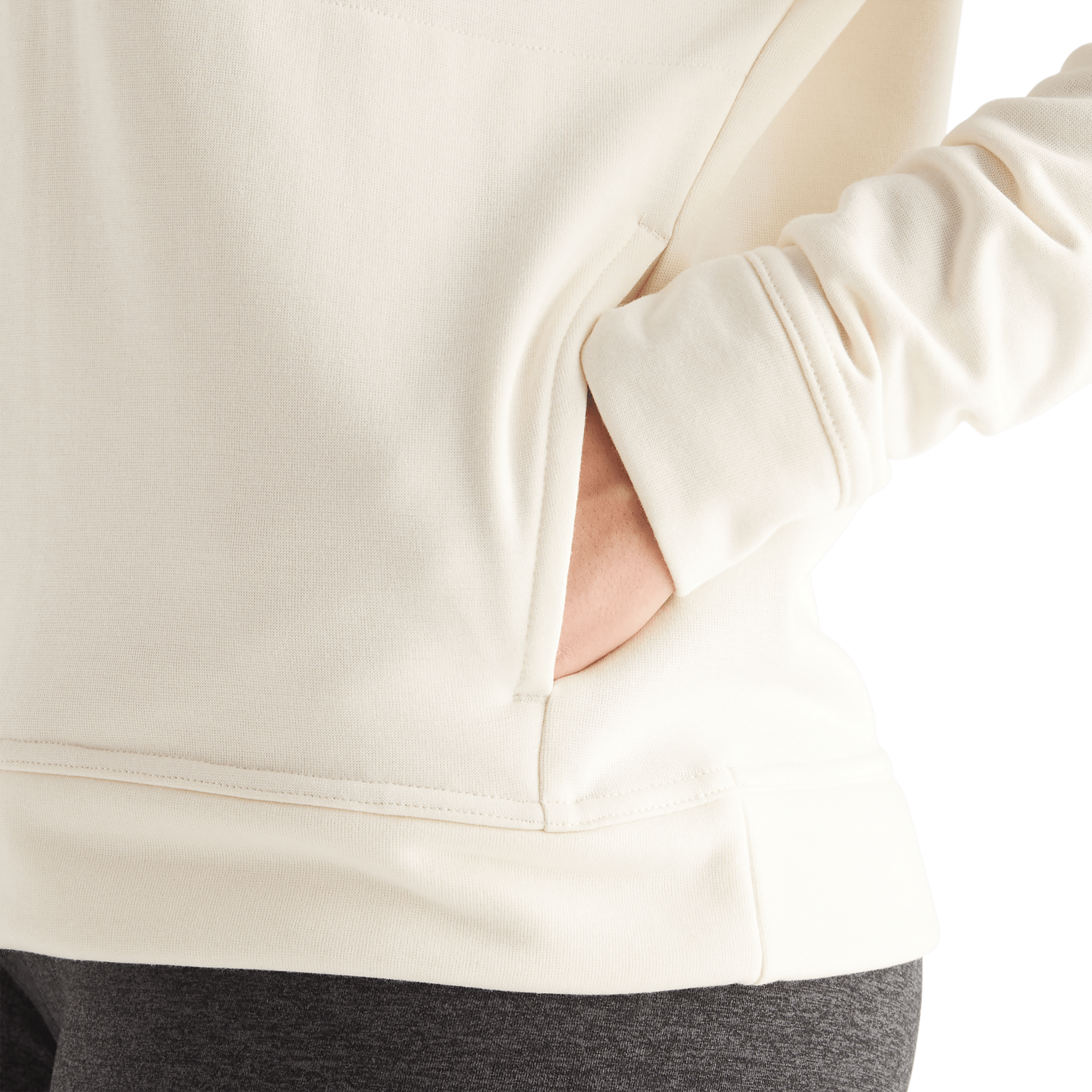 Women's Ivory NOBULL Hoodie Pocket Angle