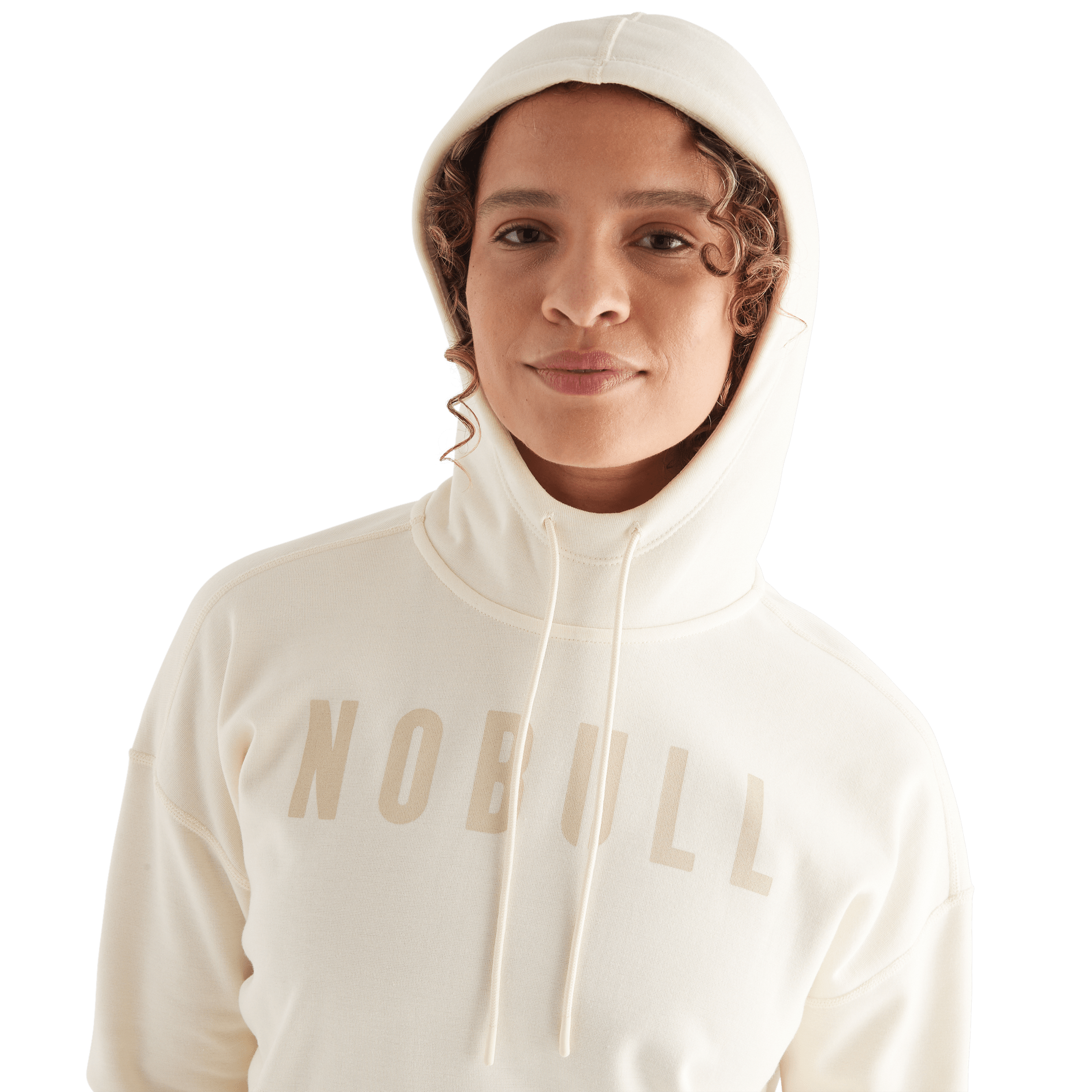 Women's Ivory NOBULL Hoodie Front Hood Angle