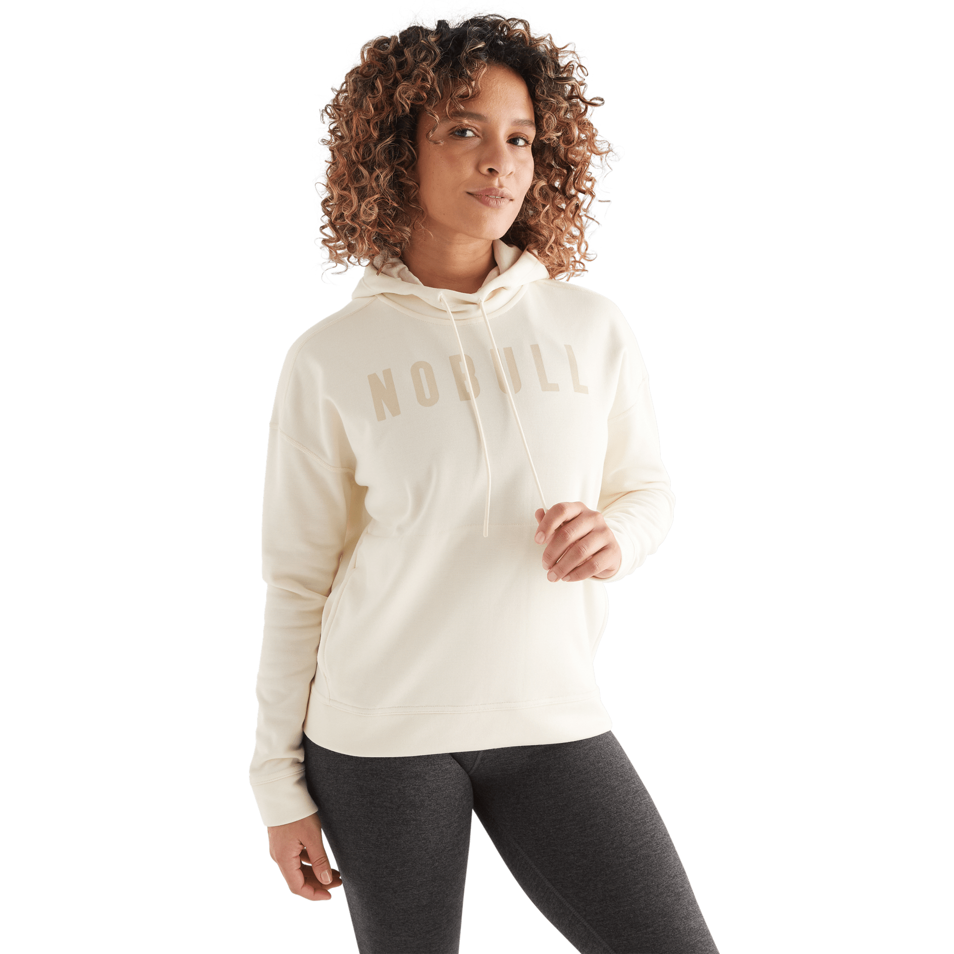 Women's Ivory NOBULL Hoodie Front Angle