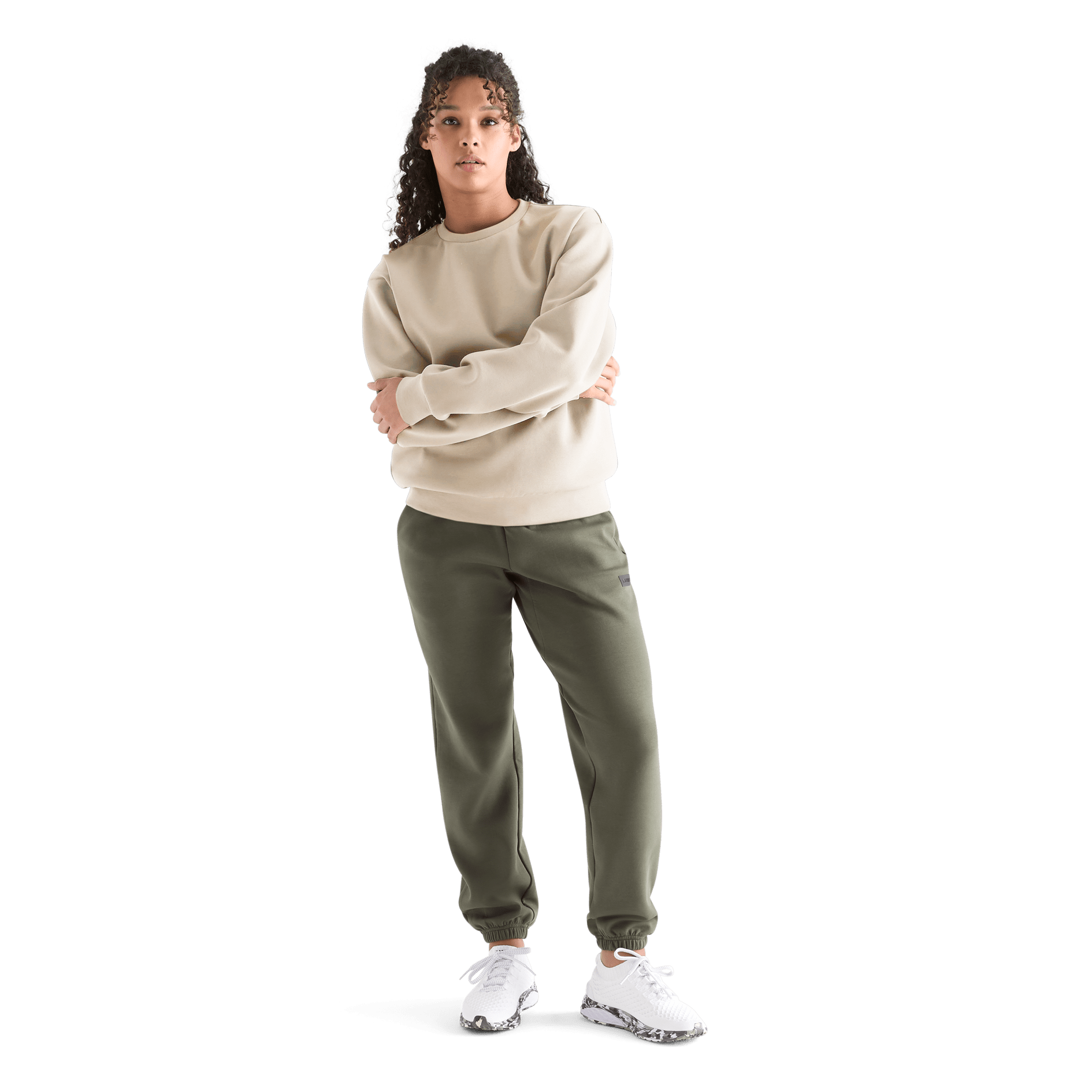 Women's Chalk Allday Elements Crew Front Full Body Angle