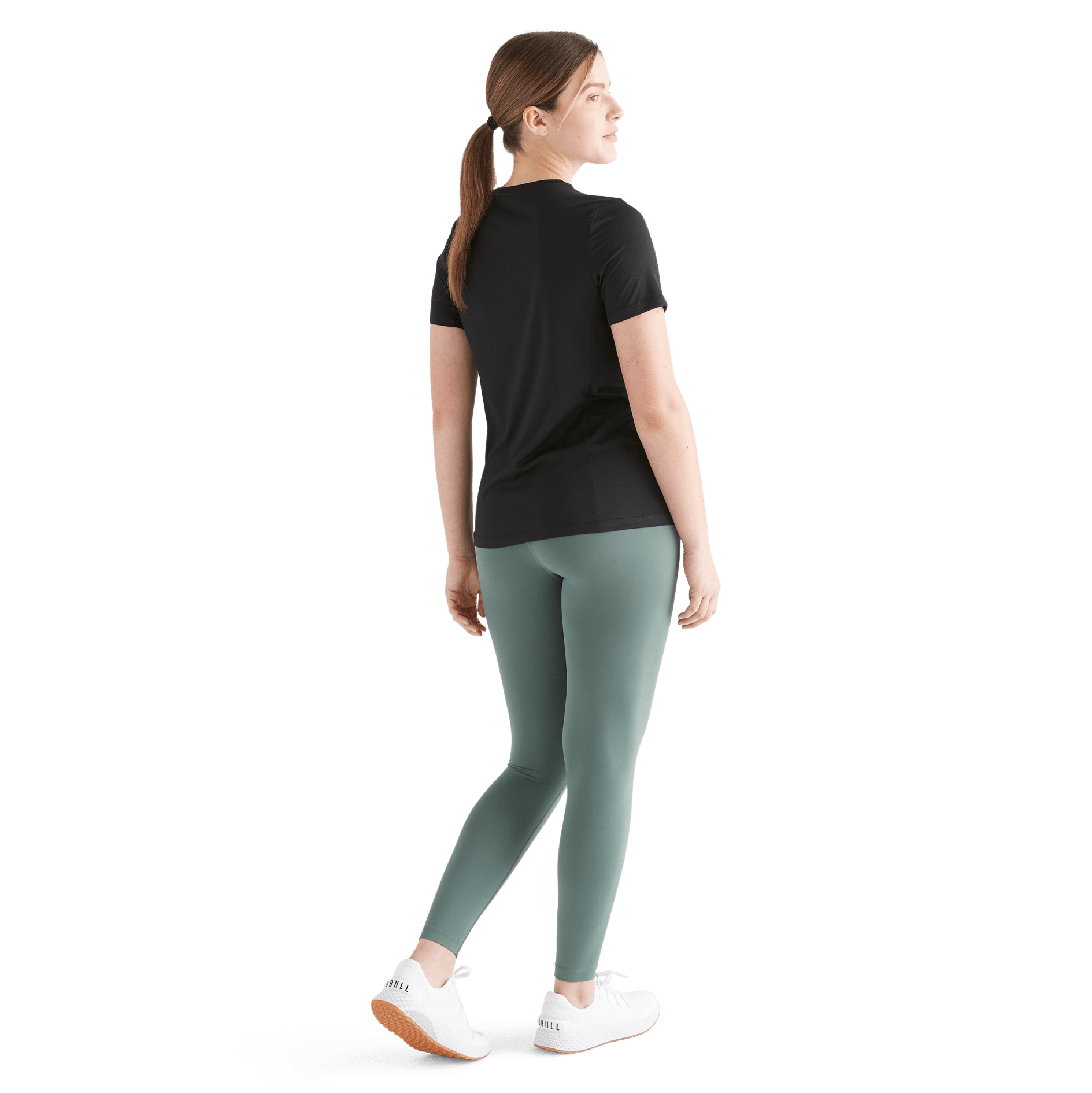 Women's Black Deltapeak® Micro Textured Tee Back Full Body Angle