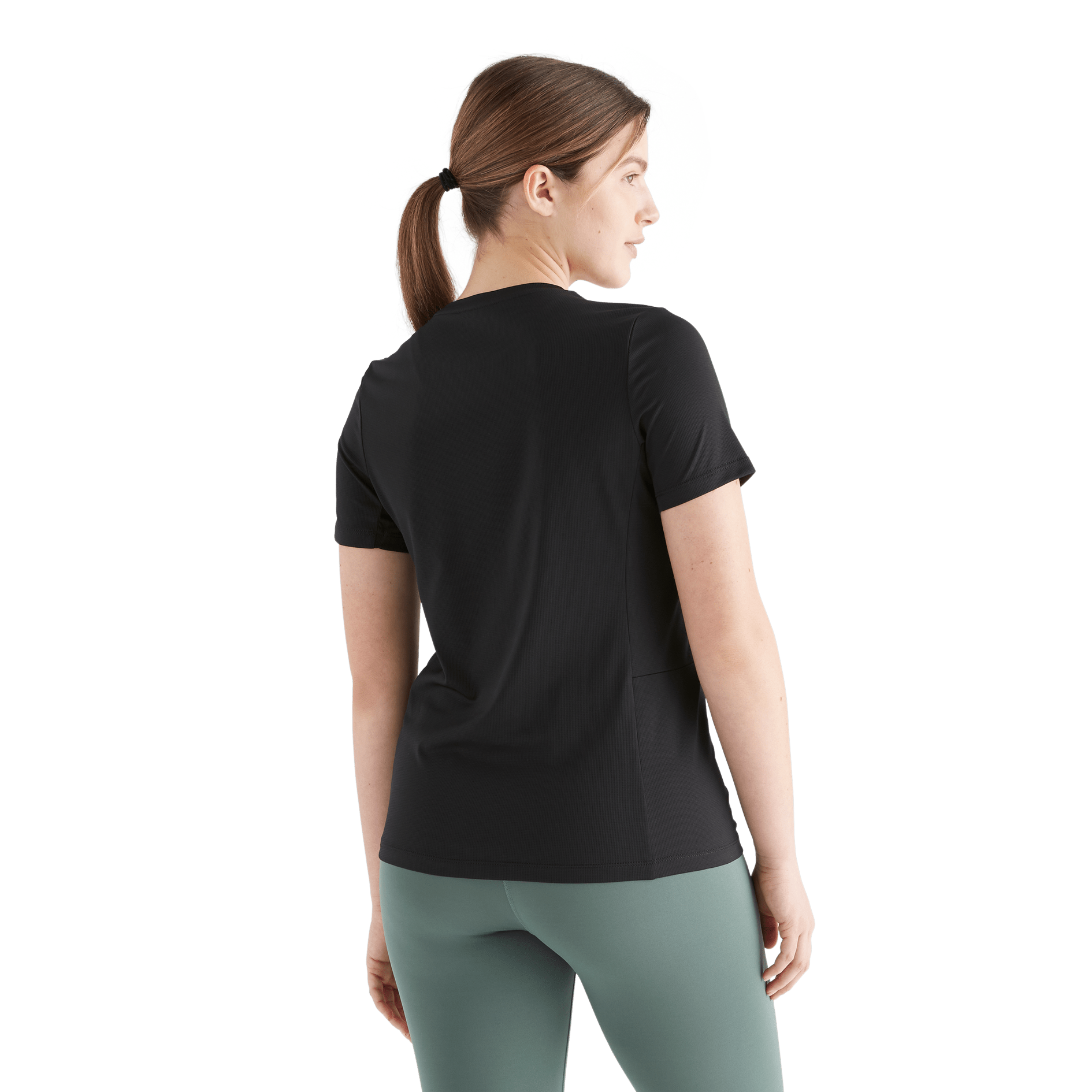 Women's Black Deltapeak® Micro Textured Tee Back Angle