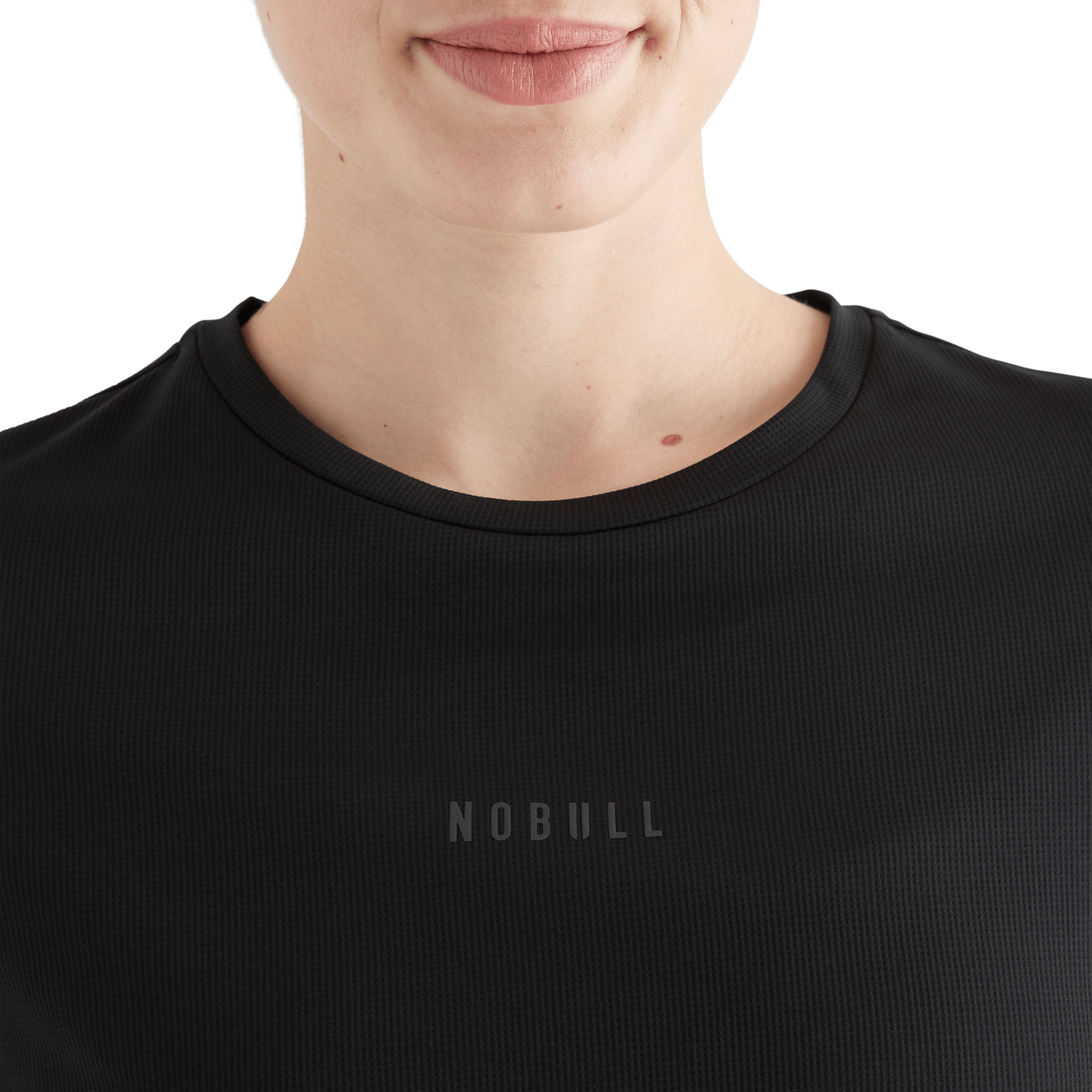 Women's Black Deltapeak® Micro Textured Tee Collar Angle
