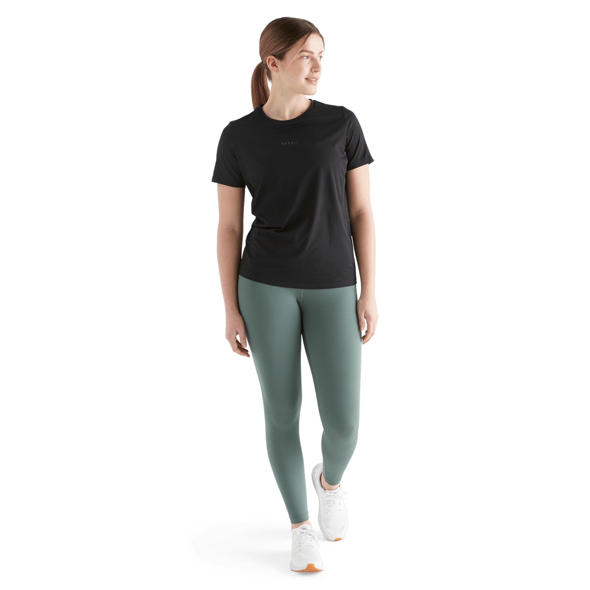 Women's Black Deltapeak® Micro Textured Tee Front Full Body Angle