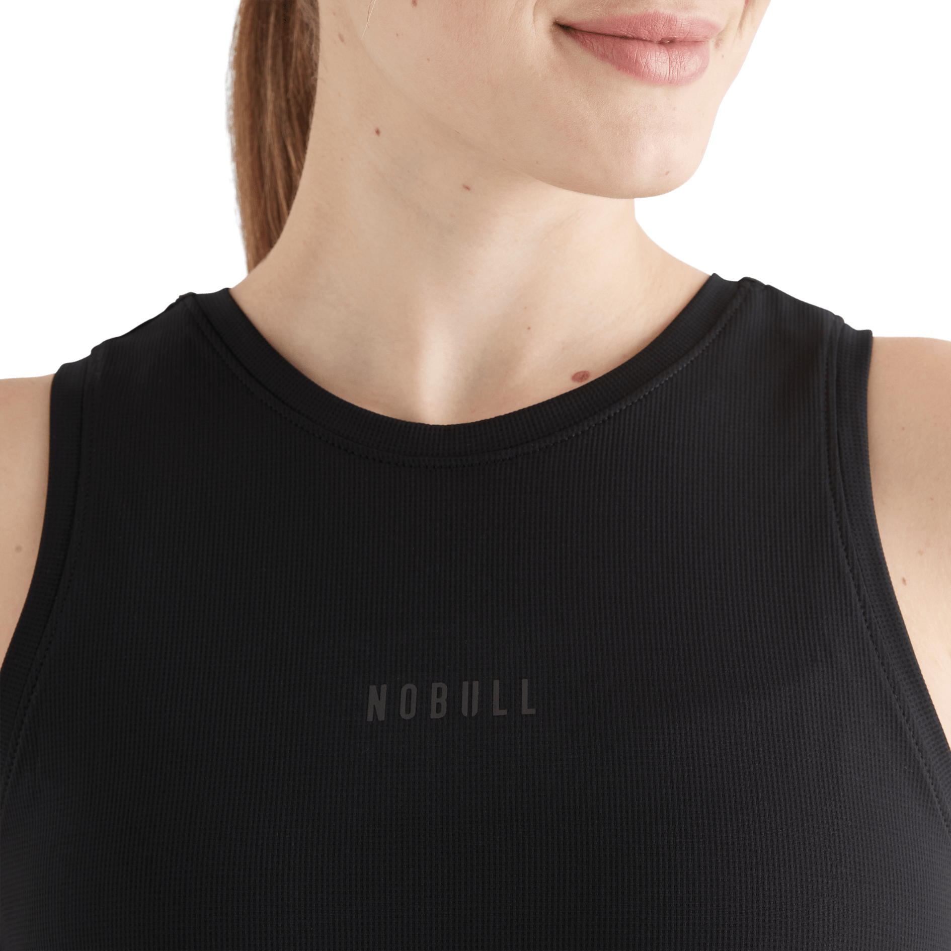 Women's Black Deltapeak® Micro Textured Tank Collar Angle