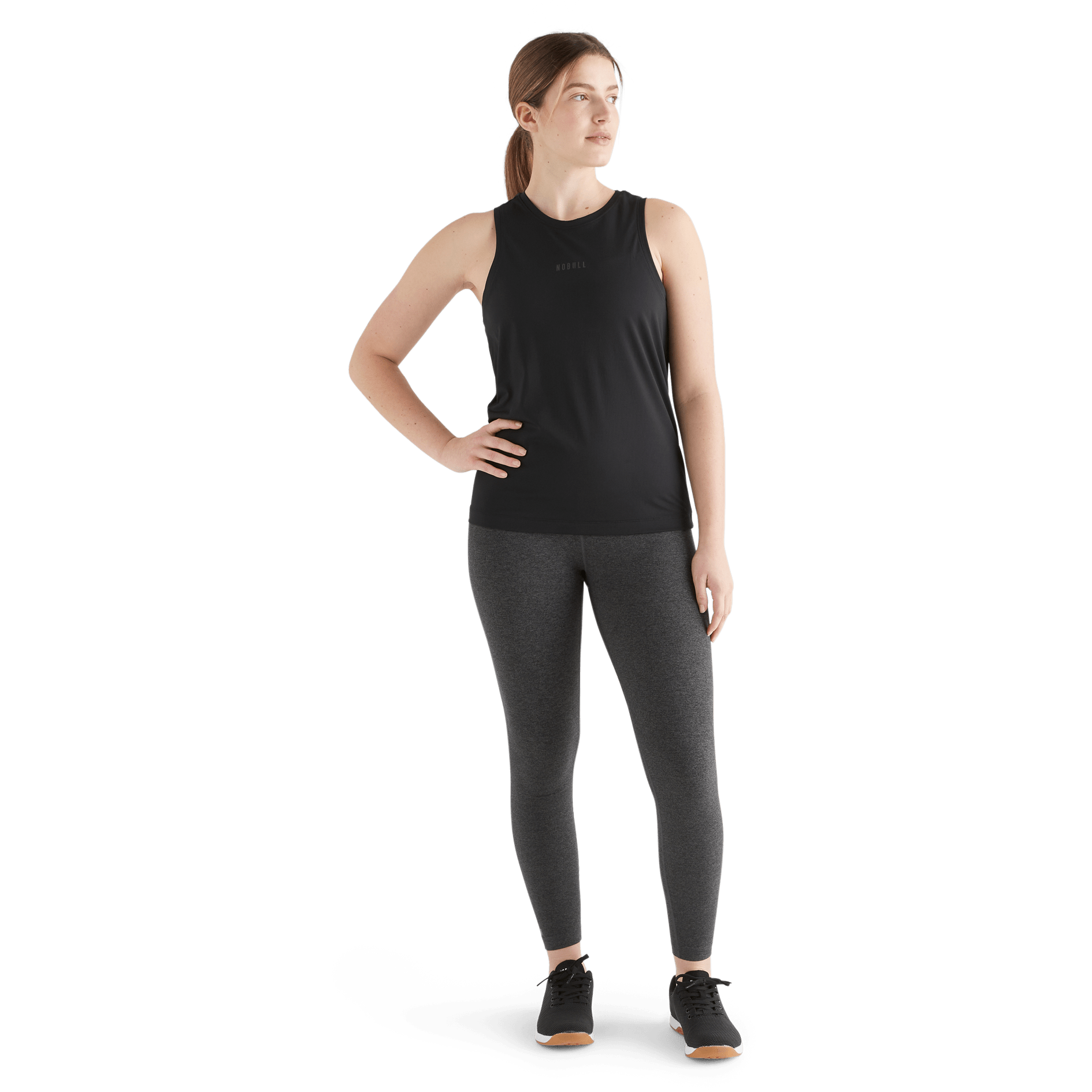 Women's Black Deltapeak® Micro Textured Tank Front Full Body Angle