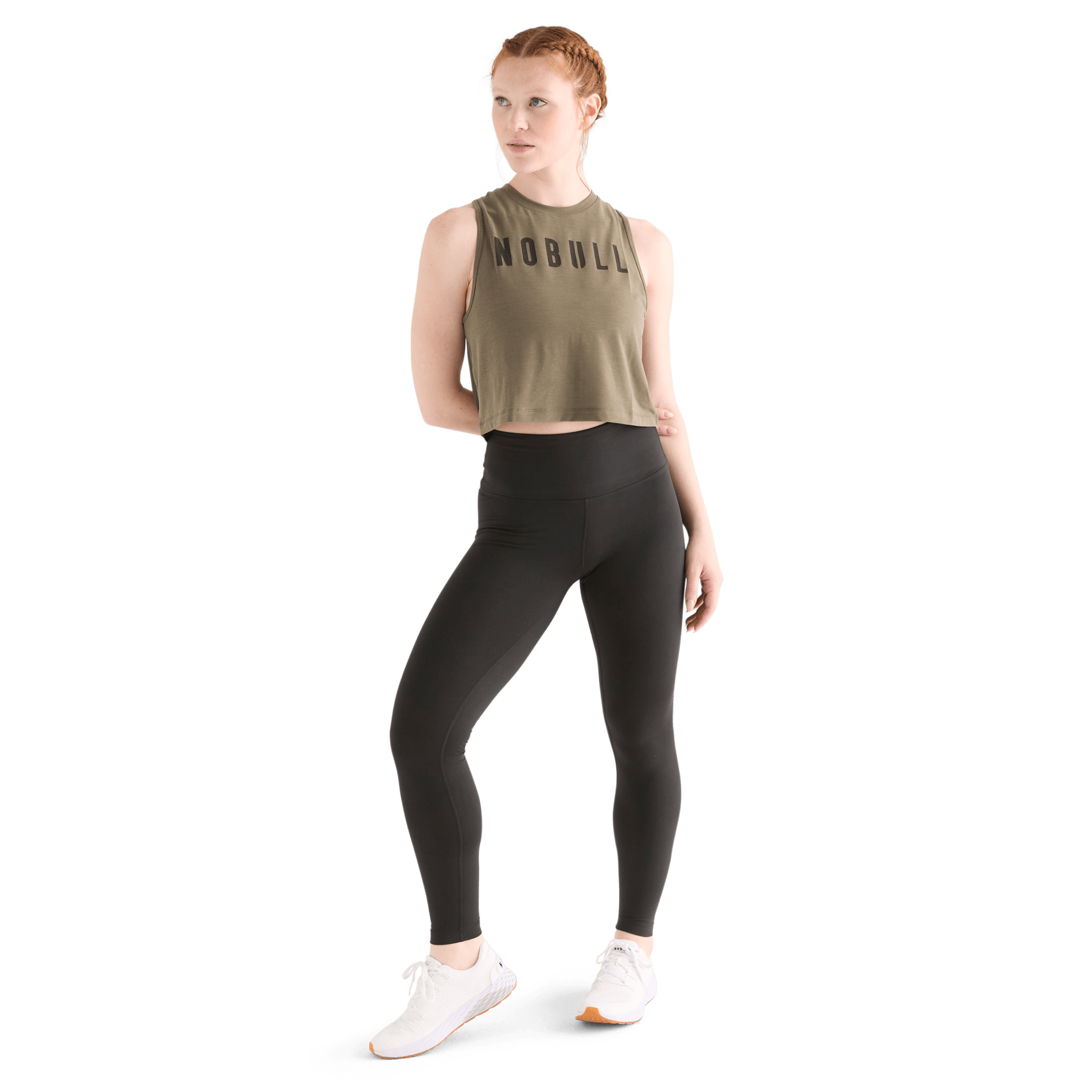 Women's Black Matte High-Rise Matte Tight 28" Front Full Body Angle