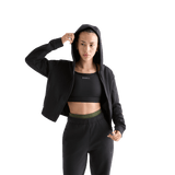 Women's Black Drive Cropped Zip-Up Open Front