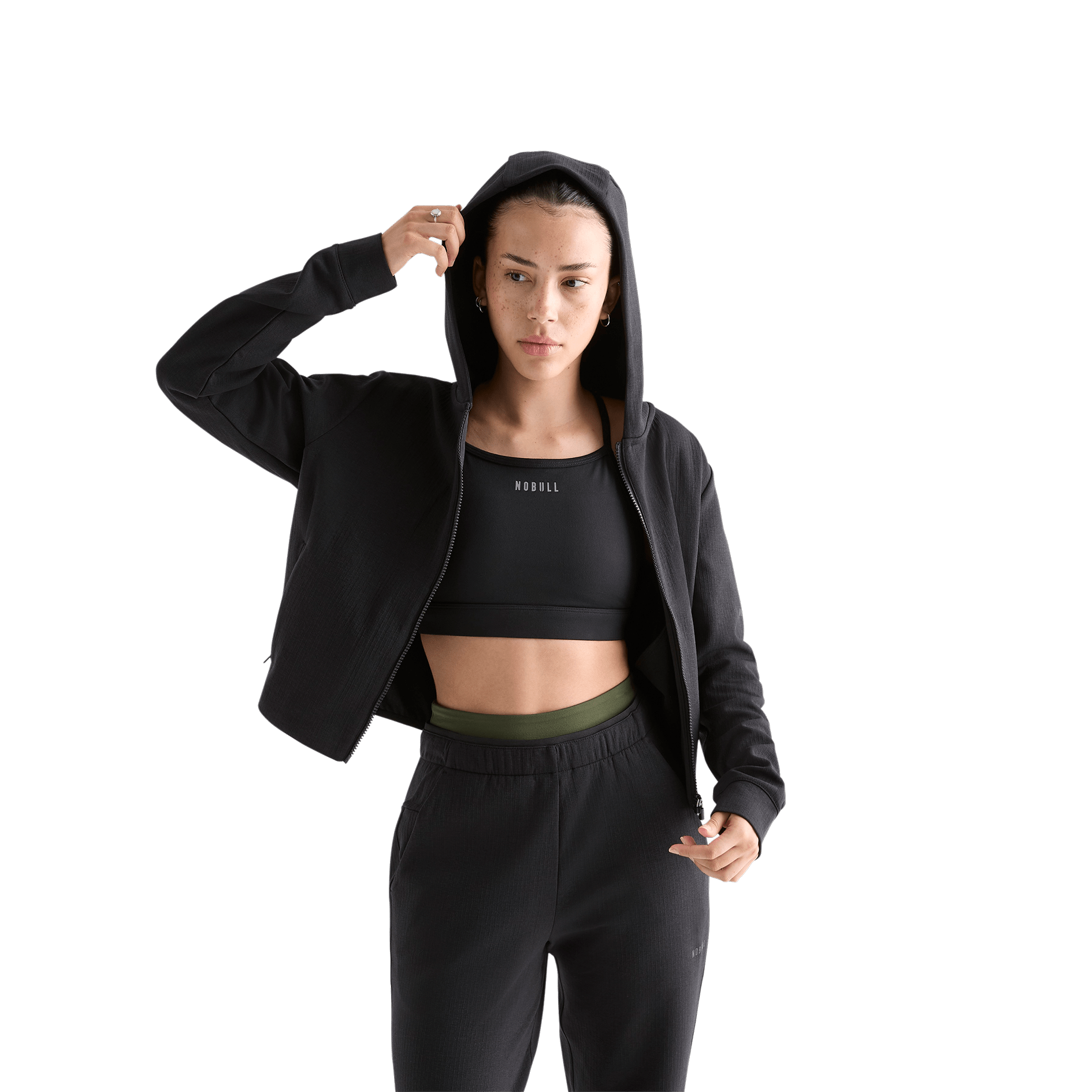 Women's Black Drive Cropped Zip-Up Open Front