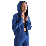 Women's Blue Quartz Drive Cropped Zip-Up Open Front