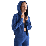 Women's Blue Quartz Drive Cropped Zip-Up Open Front
