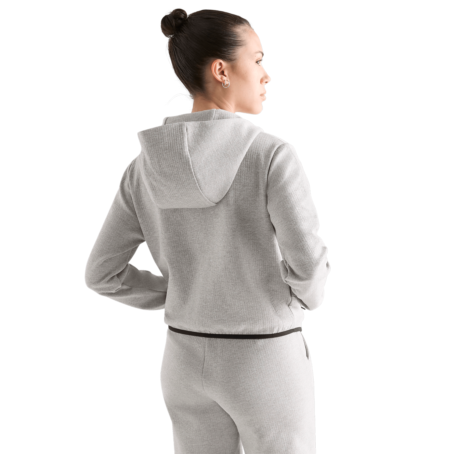 Women's Heather Grey Drive Cropped Zip-Up Back