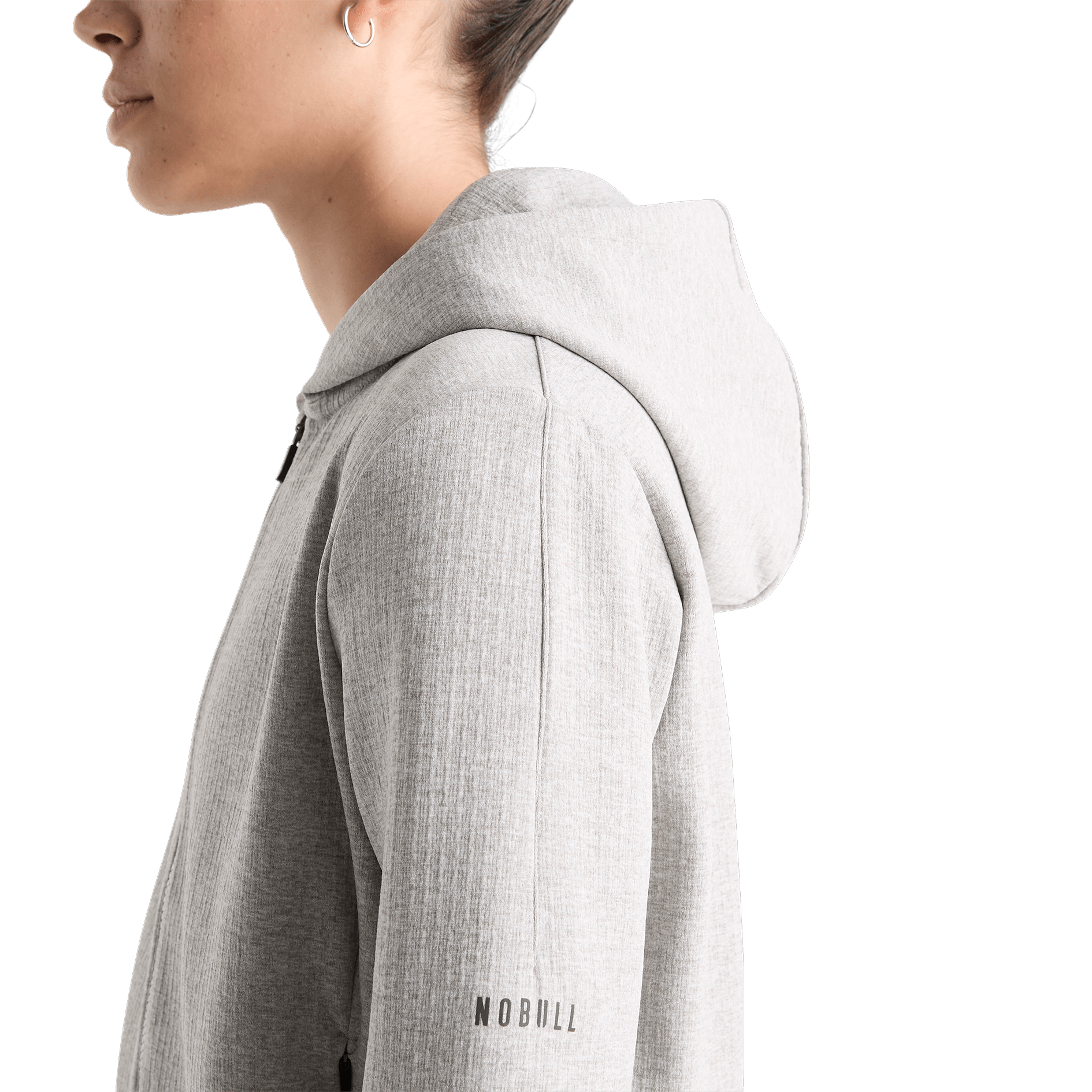 Women's Heather Grey Drive Cropped Zip-Up Side