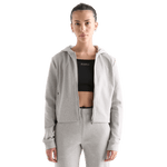 Women's Heather Grey Drive Cropped Zip-Up Open Front