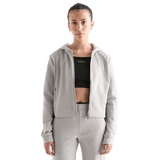 Women's Heather Grey Drive Cropped Zip-Up Open Front