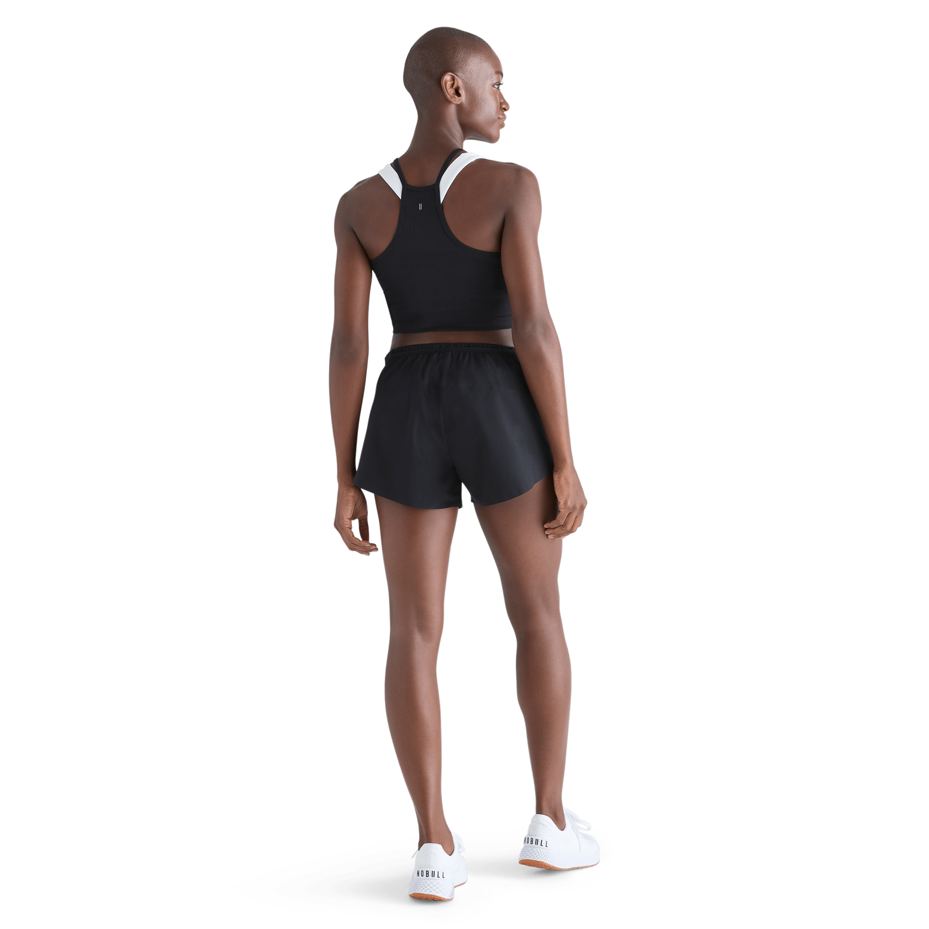 Women's Black Hybrid Short 3" Back Full Body Angle