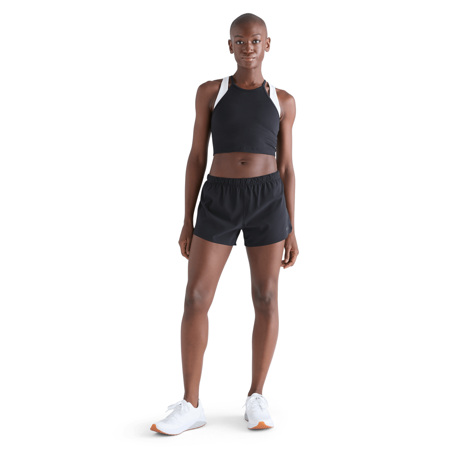 Women's Black Hybrid Short 3" Front Full Body Angle