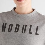 Women's Heather Grey NOBULL Crew Sweatshirt Collar Angle