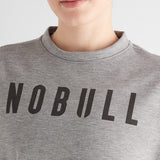 Women's Heather Grey NOBULL Crew Sweatshirt Collar Angle
