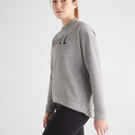 Women's Heather Grey NOBULL Crew Sweatshirt Front Side Angle