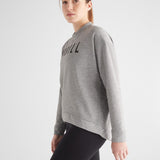 Women's Heather Grey NOBULL Crew Sweatshirt Front Side Angle