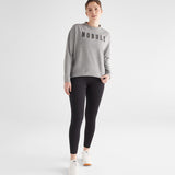 Women's Heather Grey NOBULL Crew Sweatshirt Front Full Body Angle
