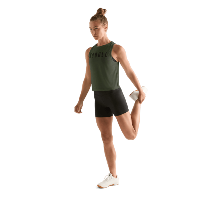 Dark Army Women's NOBULL Muscle Tee Action Shot Angle.